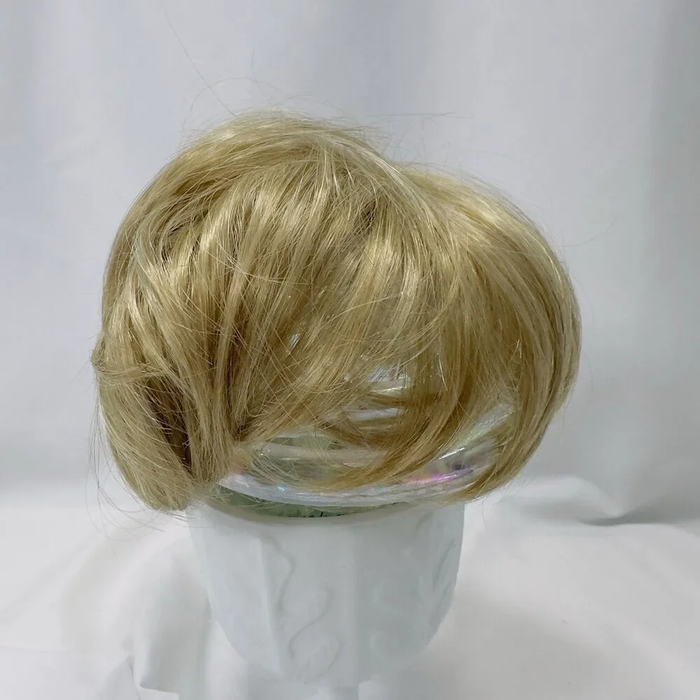 Synthetic Hair Piece Clip On Blonde Topper Hairpiece Netting Covers Hair Loss
